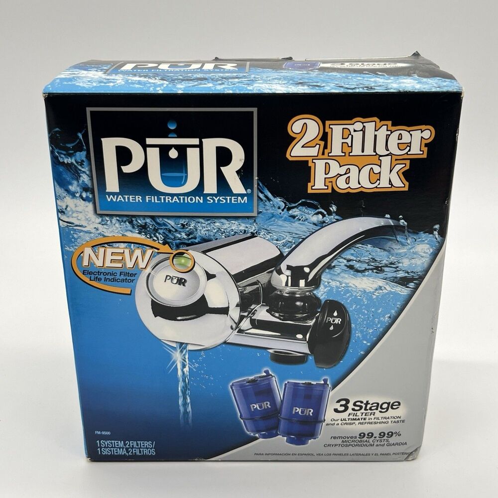 PUR Faucet Mount Water Filtration System 2 Filter 3 stage FM 9500 sealed